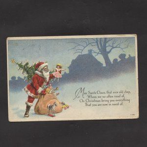 VINTAGE CHRISTMAS SANTA CLAUS POST CARD 1919 POST DATE